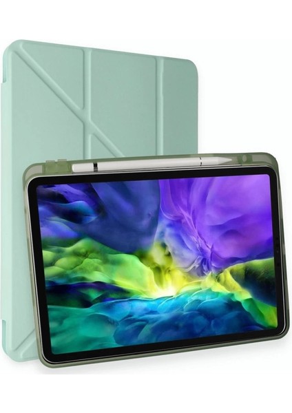 Buğz Ipad Pro 11 (2024) Kılıf Kalemlikli Mars Tablet Kılıfı - Açık Yeşil
