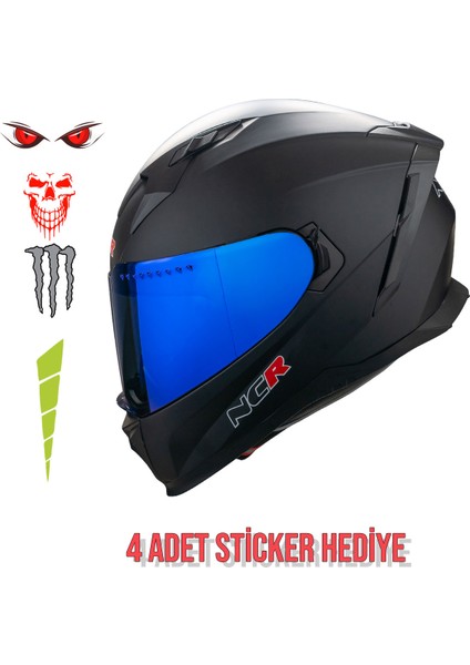 Ncr Stream Kapalı Kask Mavi Vizörlü (Ece-06)