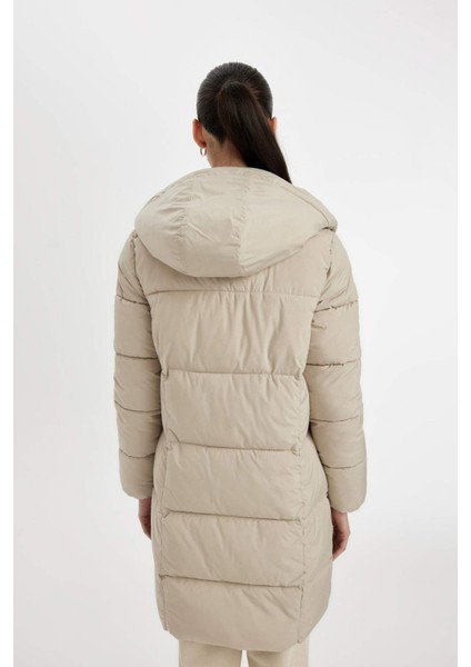 Puffer Şişme Uzun Mont Parka Su Geçirmez Regular Kalıp Çıkarılabilir Kapüşonlu