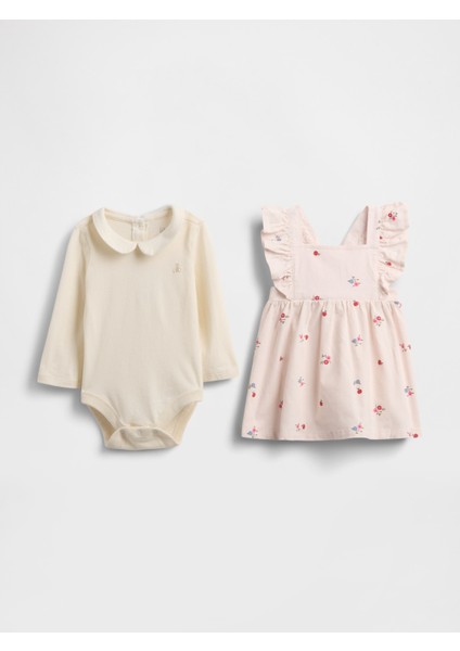 Bebek Açık Pembe Corduroy Tulum Outfit Set