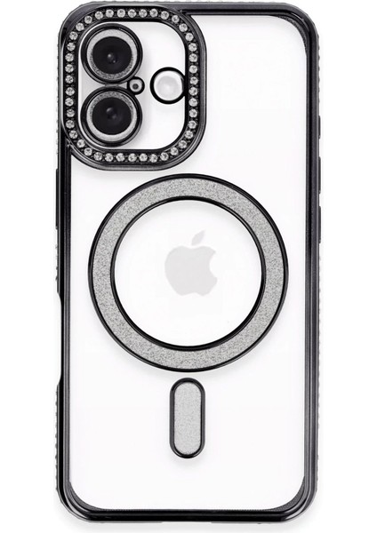 Buğz Newface Iphone 16 Plus Kılıf Joke Simli Magneticsafe Kılıf - Siyah