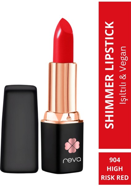 Shimmer Lipstick High Risk Red - Işıltı Ruj - No: 904 - Vegan & Temiz Içerik