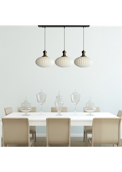 Elegant Cam Beyaz Üçlü Eskitme Tokmak Başlık Sarkıt Lamba Restoran Salon Aydınlatma modelleri