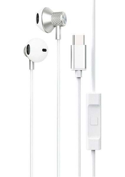 Buğz Newface LS-730 1.2m Iphone 15 Serisi Ile Uyumlu Type-C Kablolu Kulaklık - Gümüş