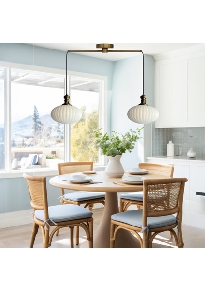 Elegant Cam Beyaz Ikili Metal Çubuk Avize Eskitme Tokmak Başlık Sarkıt Lamba Salon Aydınlatma