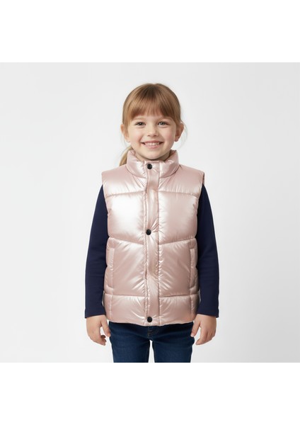 Basic Dik Yaka Kolsuz Şişme Yelek Lila