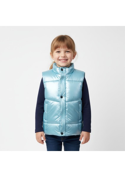 Basic Dik Yaka Kolsuz Şişme Yelek Lila