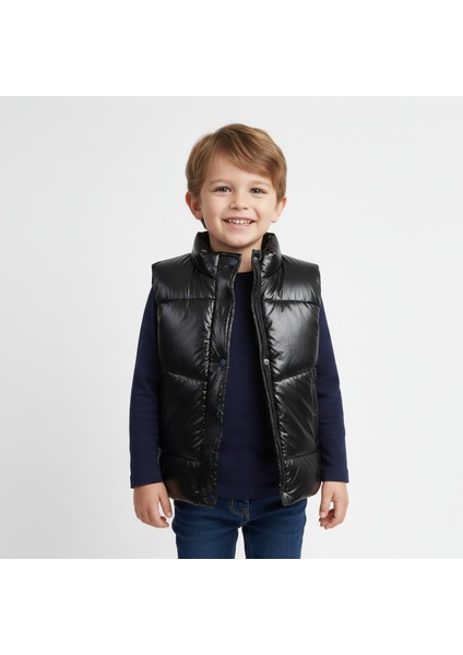 Basic Dik Yaka Kolsuz Şişme Yelek Lila