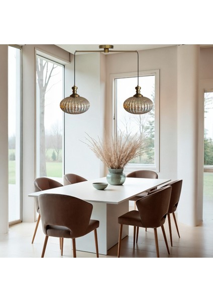 Elegant Cam Bal Rengi Ikili Metal Çubuk Avize Eskitme Tokmak Başlık Sarkıt Lamba Salon Aydınlatma fiyatları