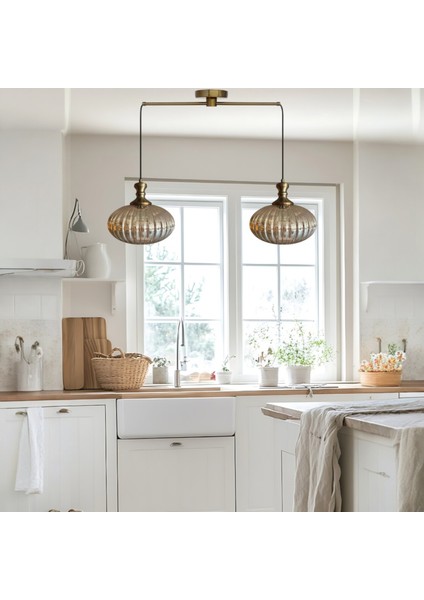 Elegant Cam Bal Rengi Ikili Metal Çubuk Avize Eskitme Tokmak Başlık Sarkıt Lamba Salon Aydınlatma modelleri