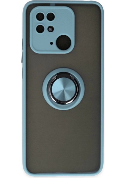 Buğz Xiaomi Redmi 10C Kılıf Montreal Yüzüklü Silikon Kapak - Buz Mavi