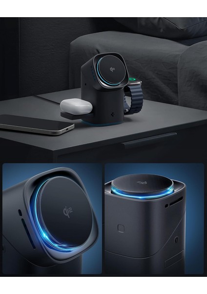 3in1 Kablosuz Şarj Cihazı / iPhone & Apple Watch & AirPods ile Uyumlu / Qi2 Sertifikalı Hızlı Kablosuz Şarj Destekli / 30W Çıkış Gücü / Soğutmalı Stand / Ayarlanabilir Dock Black - ACH09542 indirimleri
