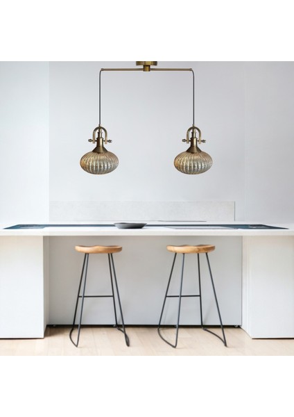 Elegant Cam Bal Rengi Ikili Metal Çubuk Avize Gemici Eskitme Başlık Sarkıt Lamba Salon Aydınlatma fiyatları