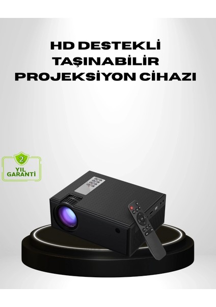 1080P Full Hd Taşınabilir Projeksiyon Cihazı LED Işıklı Uzaktan Kumandalı
