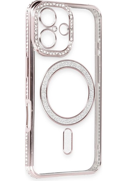 Buğz Newface Iphone 16 Kılıf Joke Simli Magneticsafe Kılıf - Pembe modelleri