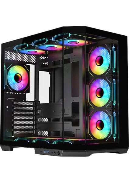 GUARDIAN PRO 4x12cm ARGB Led Fanlı USB3.0 Tempered Glass ATX Panoramik Akvaryum Oyuncu Kasası (Yeni) (DKCHGRPRO)