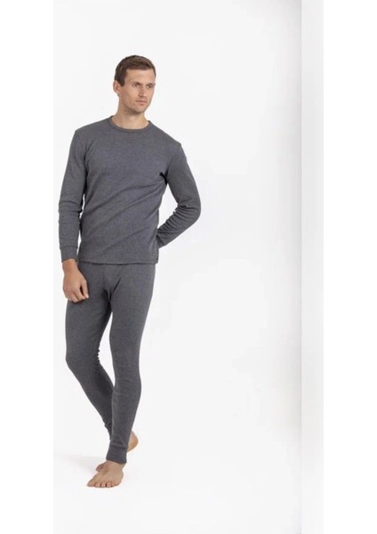 Oıl Company Buğz Unisex Çizgili Kışlık Uzun Kollu Pamuk Termal Içlik Set Antrasit fiyatları