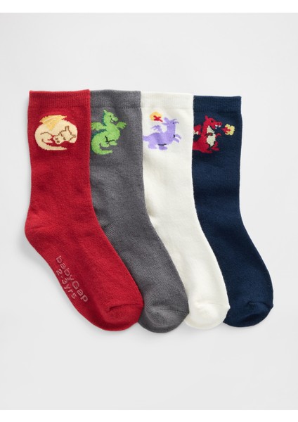 Bebek Çok Renkli Gap Dragon Crew Çorap (4’lü)