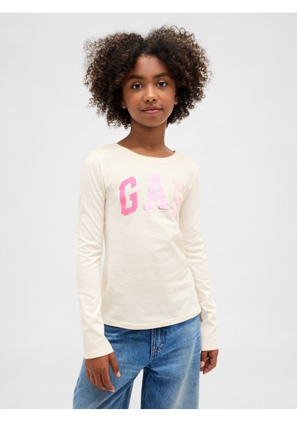 Kız Çocuk Krem Gap Logo T-Shirt