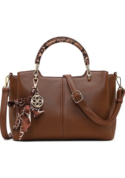 Kadın Kahverengi Uzun Askılı Aksesuarlı Kol Çantası 25ABD281518