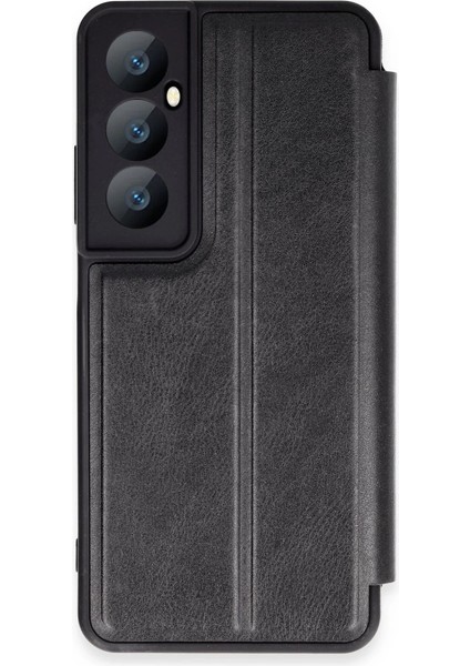 Buğz Newface Realme C65 Kılıf Flip Cover - Siyah