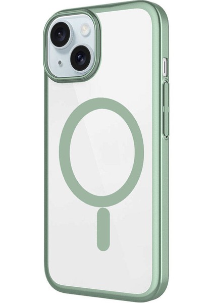 Apple iPhone 15 Plus Kılıf Wireless Şarj Özellikli Sert Pc Inc Mat Riksos Magsafe Kapak-Sarı indirimleri