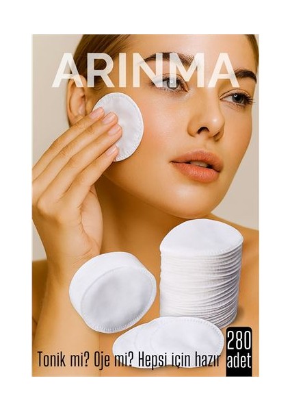 280'LI Kozmetik Disk Pamuk Premium Makyaj Temizleme Pamuğu Tonik ve Oje Için Çift Taraflı Dis