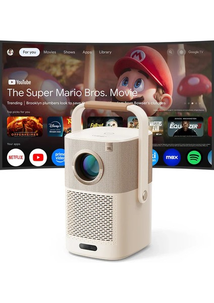 T2 Plus Google TV - Dahili JBL Hoparlör & Dolby Ses Desteği - Bataryalı - AI Akıllı Yansıtma 450 Ansi Lumen Full HD Projeksiyon Cihazı