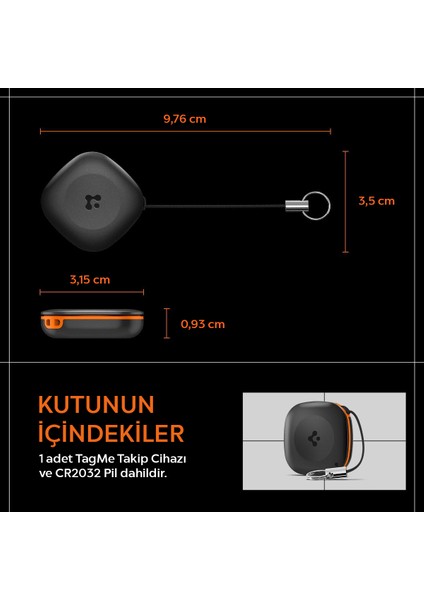 TagMe Tracker Apple iOS Uyumlu Akıllı Takip Cihazı Bluetooth ile Kolay Kurulum (Değiştirilebilir Pil) Black - AHP07580 fiyatları