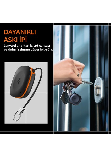 TagMe Tracker Apple iOS Uyumlu Akıllı Takip Cihazı Bluetooth ile Kolay Kurulum (Değiştirilebilir Pil) Black - AHP07580