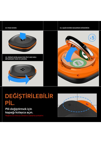 TagMe Tracker Apple iOS Uyumlu Akıllı Takip Cihazı Bluetooth ile Kolay Kurulum (Değiştirilebilir Pil) Black - AHP07580