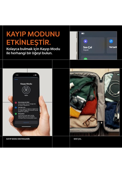 TagMe Tracker Apple iOS Uyumlu Akıllı Takip Cihazı Bluetooth ile Kolay Kurulum (Değiştirilebilir Pil) Black - AHP07580