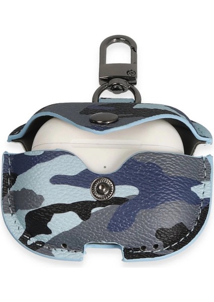 Buğz Airpods Pro 2 (2.nesil) Çanta Kamuflaj Deri Kılıf - Mavi modelleri