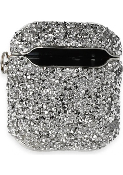 Airpods 2 (2.nesil) Mira Taşlı Kılıf - GÜMÜŞ-(5796)