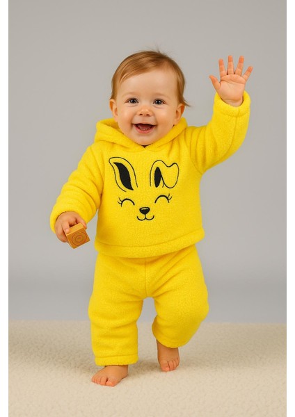 Tavşan Nakışlı Welsoft 2'li Bebek Takımı (Kulaklı Kapüşonlu) fiyatları