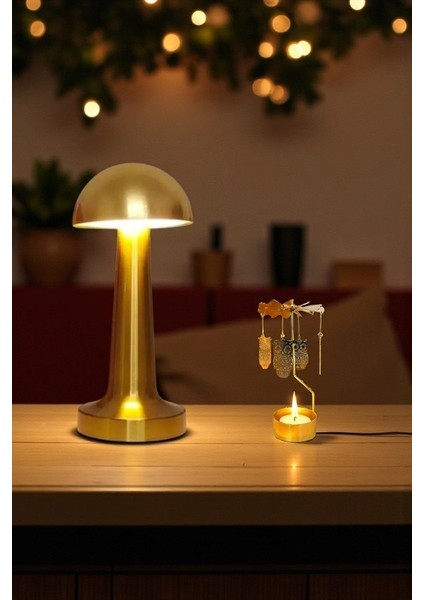 Dönen Baykuş Mumluk ve Dokunmatik Mantar LED Lamba 2’li Dekor Seti fiyatları