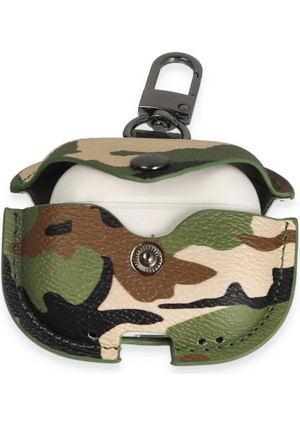 Buğz Airpods Pro 2 (2.nesil) Çanta Kamuflaj Deri Kılıf - Yeşil modelleri