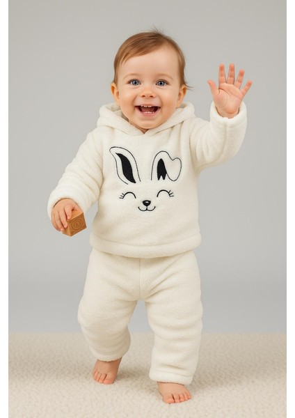 Tavşan Nakışlı Welsoft 2'li Bebek Takımı (Kulaklı Kapüşonlu) fiyatları