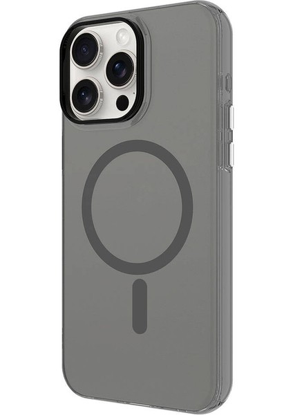Apple iPhone 15 Pro Kılıf Inc Magsafe Şarj Özellikli Buzlu Transparan C-Pro Sert Kapak-Siyah indirimleri