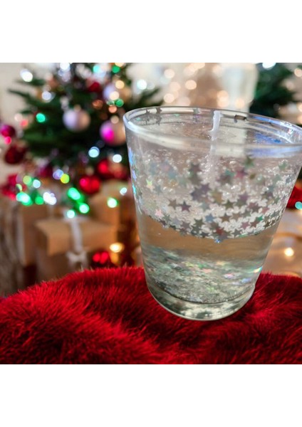 Yıldız Simli Vanilya Kokulu Jel Mum