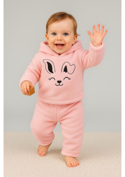 Tavşan Nakışlı Welsoft 2'li Bebek Takımı (Kulaklı Kapüşonlu) fiyatları