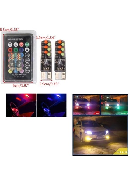 ( 2 x Adet ) 1 Takım LED T10 Dipsiz Ampul 12V Kumandalı Rgb ( 5W T10 Dipsiz Model Iı Kumandalı ) fiyatları