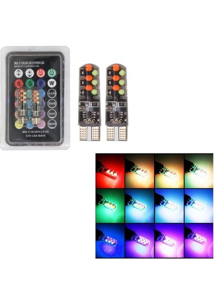 ( 2 x Adet ) 1 Takım LED T10 Dipsiz Ampul 12V Kumandalı Rgb ( 5W T10 Dipsiz Model Iı Kumandalı ) modelleri