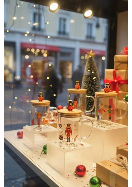 Bambu Kapaklı Cam Kupa - Kurşun Asker