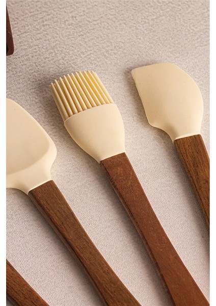 MIEN-1203 Akasya Saplı 4'lü Mini Silikon Spatula Seti (21 Cm) - Bpa Free indirimleri