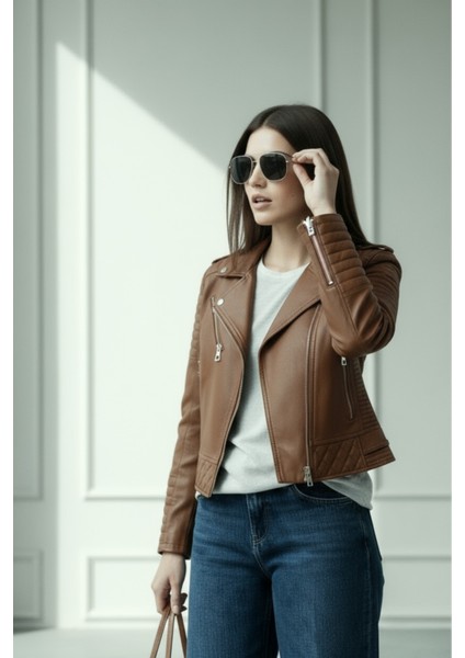 Kadın Suni Deri Ceket-Taba fırsatları
