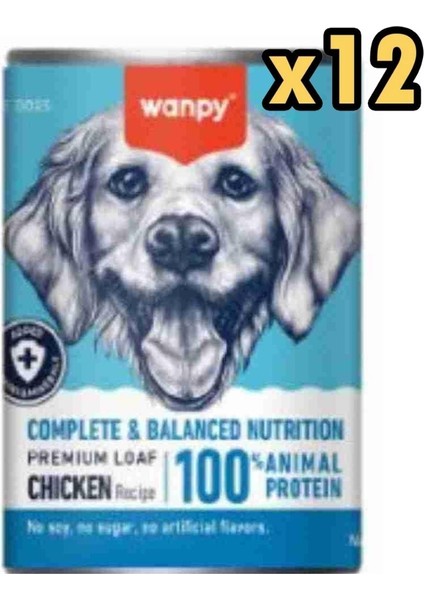 Tahılsız %100 Gerçek Et Tavuklu Köpek Konservesi 375 gr x 12 Adet
