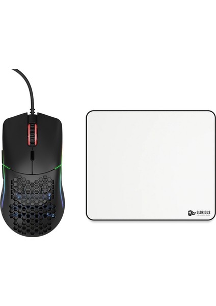 Model O Kablolu Rgb Gaming Mouse 12K Dpı 67G – Siyah + Glorious Large Gaming Mousepad 11×13''– Beyaz