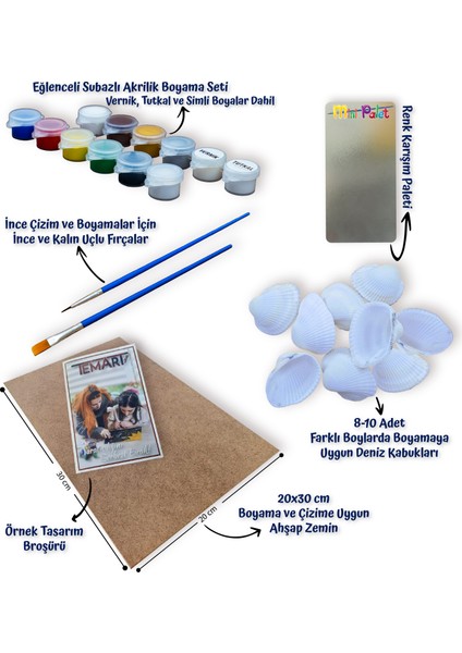 Deniz Kabuğu Boyama /Çocuk Sanat & Hobi Kutu Oyunu /Video-Görsel Destekli /Flamingo Tema Sanatsal Aktivite Seti modelleri