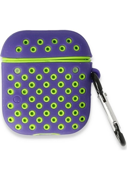Buğz Airpods 2 (2.nesil) Spor Delikli Kılıf - Lila-Yeşil